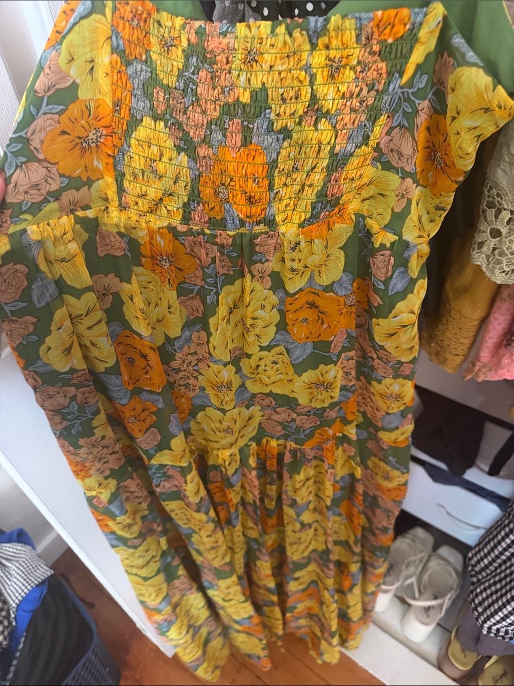 Astr Green & Yellow Floral Midi Dress - Picture 6 of 7